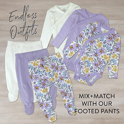 Image of HonestBaby Baby 3-Pack Organic Cotton Long Sleeve Side-snap Kimono Bodysuits