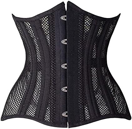 SHAPERX Women 26 Steel Boned Mesh Corsets Longline Heavy Duty Waist Trainer Long Torso Cincher,SZ1794-Black-XL