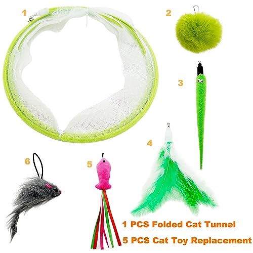 Self Play Cat Hunting Spiral Tunnel Toy, Folded Cat Spring Tunnel Toys for Indoor Cats (Green) - Image 4