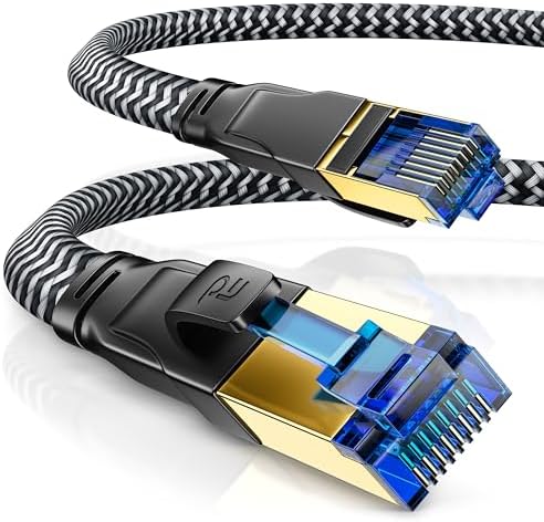 Primewire - 10m Câble réseau plat Cat 7 RJ45 - Câble LANGigabit