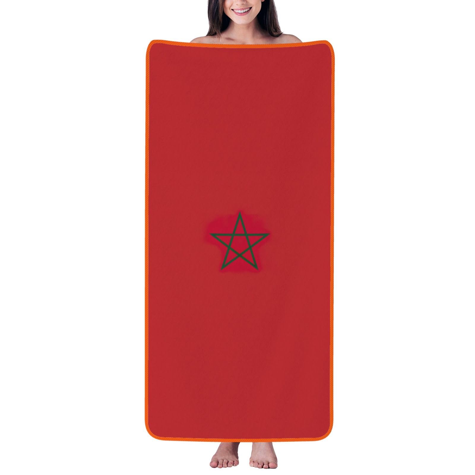 pojknbv Flag Of Morocco Print Comfortable Coral Velvet Bath Towel Home Bathroom Hotel Spa Beach Travel Holidays