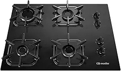 Cooktop 4 Bocas Mueller a Gás GLP Ultra Chama Preto Bivolt