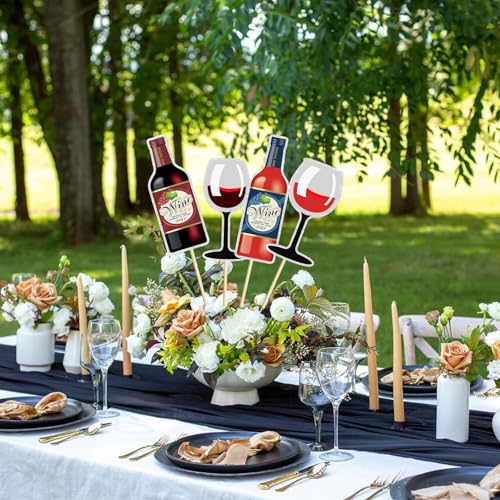 Image of Wine Tasting Party Centerpiece Sticks,Wine and Goblet Table Toppers,Anniversary Party Decoration, Bachelorette Party Centerpiece Sticks.Set of 16