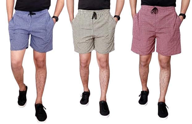 awala fashion Cotton Comfortable & Breathable Checkered Regular Shorts/Boxer for Men (Pack of 3)-picture-11