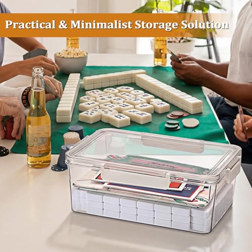 Caja para fichas Mahjong, organizador plástico transparente miniatura 5