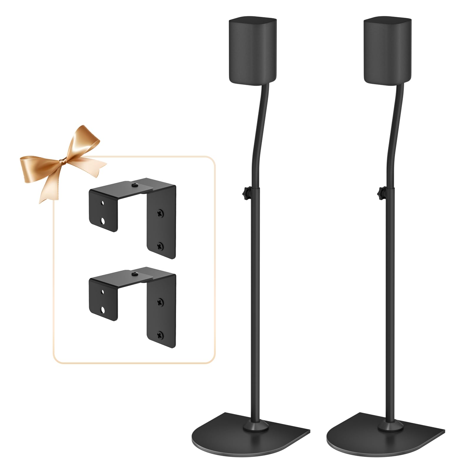 Coppia di Supporti per Altoparlanti Universali, regolabili in altezza da 84–106 cm, con Supporto da Parete per Samsung, Vizio, Bose, LG, Roku posteriori e surround