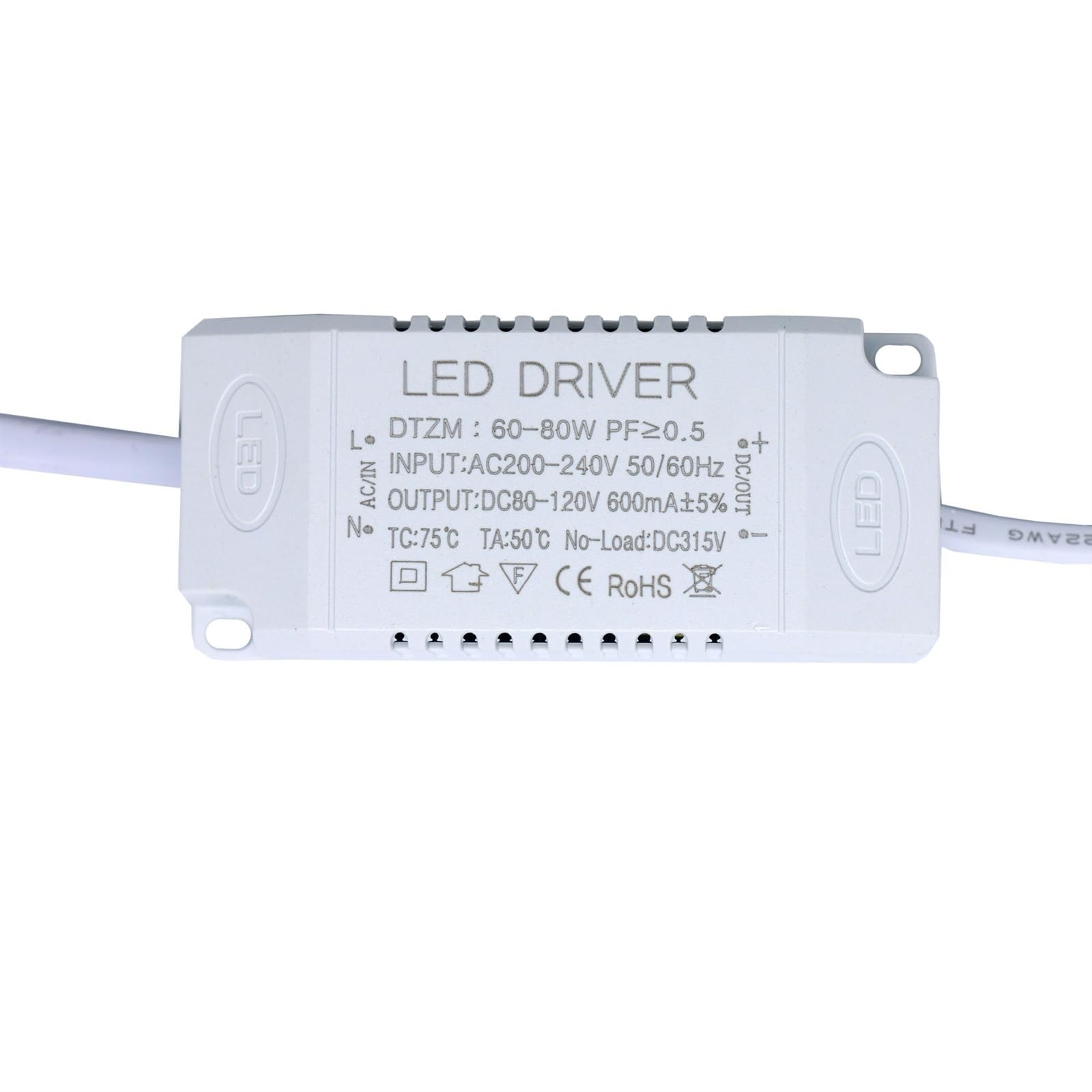 Driver LED 30-50W 460mA 60-80w 600mA con custodia trasformatore LED trasformatore AC200V adattatore di alimentazione DC80-120V for lampadina spot LED fai da te(60-80W 600MA)