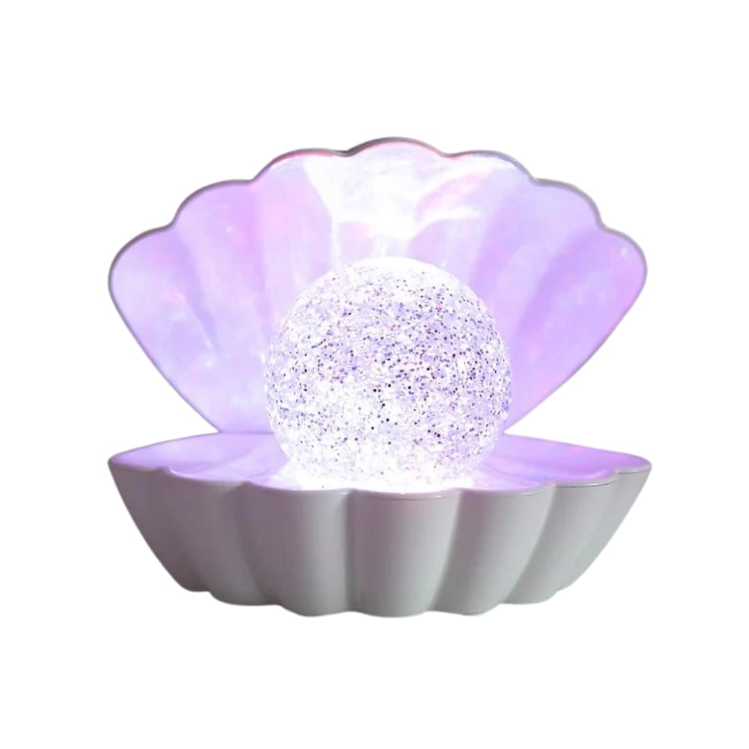 Sense Aroma White Clam Sea Shell With Glitter Pearl Colour Changing Led Mood Lamp