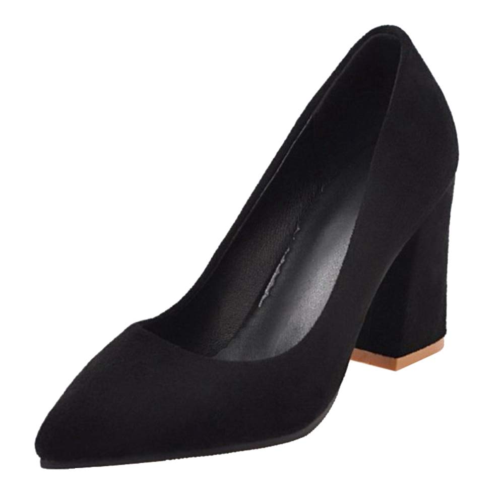 Smilice Court Shoes with Chunky Heel and Pointed Toe for Office Ladies
