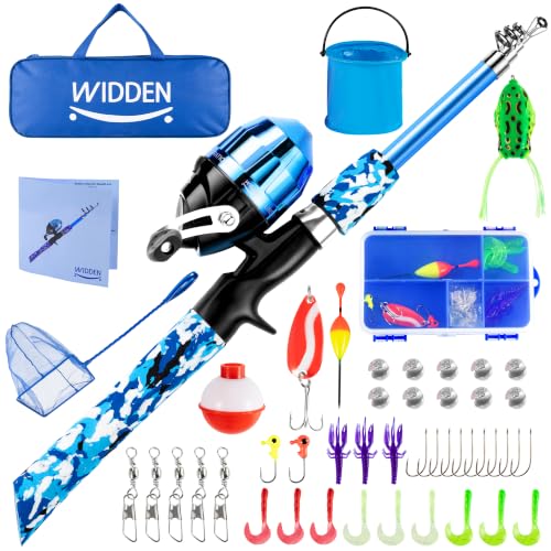 WIDDEN Kids Fishing Pole with Reel Beginner Kit for Boys...