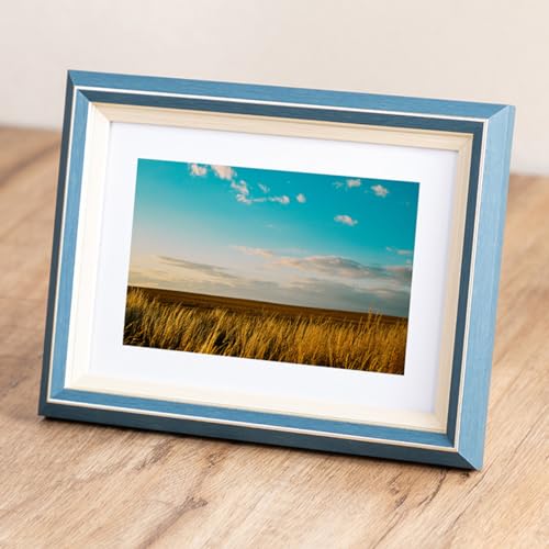 marysgift Photo Frames 3.5x5 Picture Frame Coloured Solid Wood Scandinavian Style Frame for Photo (Blue 5)
