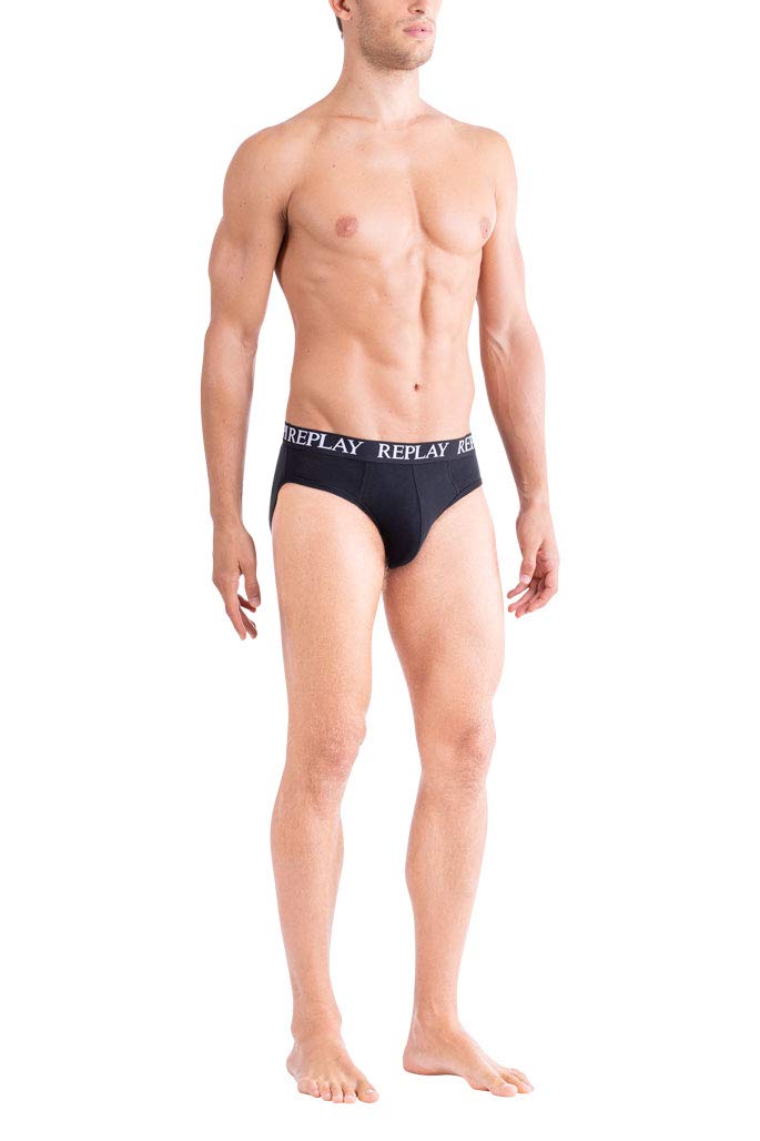 Replay Herren Slip mit Logobund, Black/Black N177 (Schwarz), S