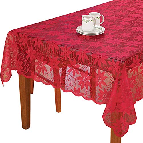 Asunflower Tablecloth Rectangle 60" X 83" Holiday Red Tablecloths Rectangle Tablewith Lace Leaves Prints Christmas Table Fabric Cover #TOP2