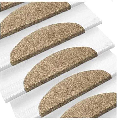 15-pack grote jute traptreden - antislip rubberen achterkant, 30x8 trapmat afdekkleed met gemiddelde pool, effen kleur, gevlochten weefsel voor trap met vloerbedekking | NL