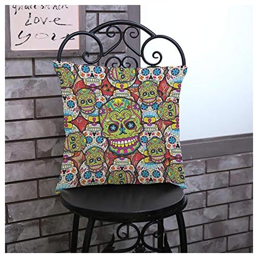 Halloween färgglad döskalle kudde örngott 2018 halloween heminredning bil soffa stol bomull linne emoji-kudde 45 x 45 cm, D 45 x 45 cm, kommer att fylla