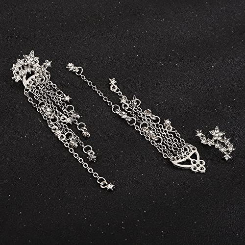 Women Prom Silver Gold Fashion Long Chain Halloween Gold Rhinestone Star Dangle Earrings Gothic Style for Women4