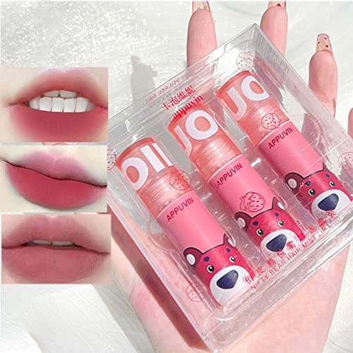 Sitovely Set 3 colori velluto opaco rossetto Lip Mud Set, a prova di sbavatura impermeabile di lunga durata colore rosa Lip Gloss Lip Stains Makeup | Struttura del fango (B)