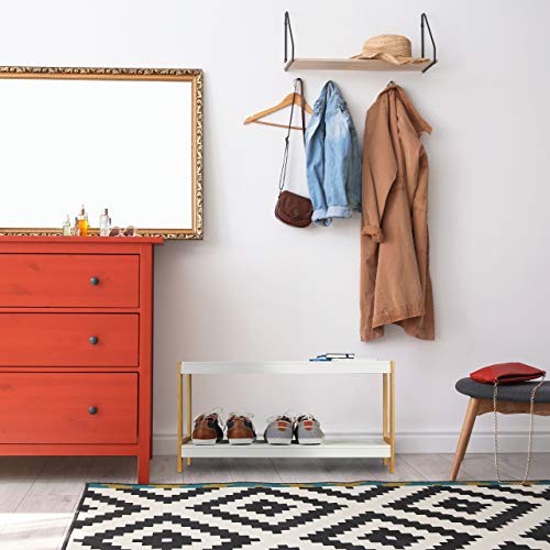 Étagère à chaussures 2 étages meuble de rangement compact bois blanc - 5
