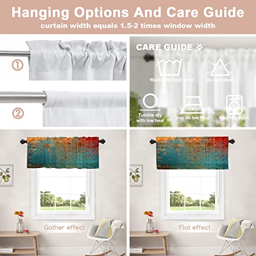 Shrahala Abstract Grunge Color Kitchen Valances Half Window Curtain, Solid Colored Pink Heat Insulated Kitchen Valance For Window Ink Printing Valances Curtains For Kitchen Decor 52X18 Inch(2Pcs) #TOP3