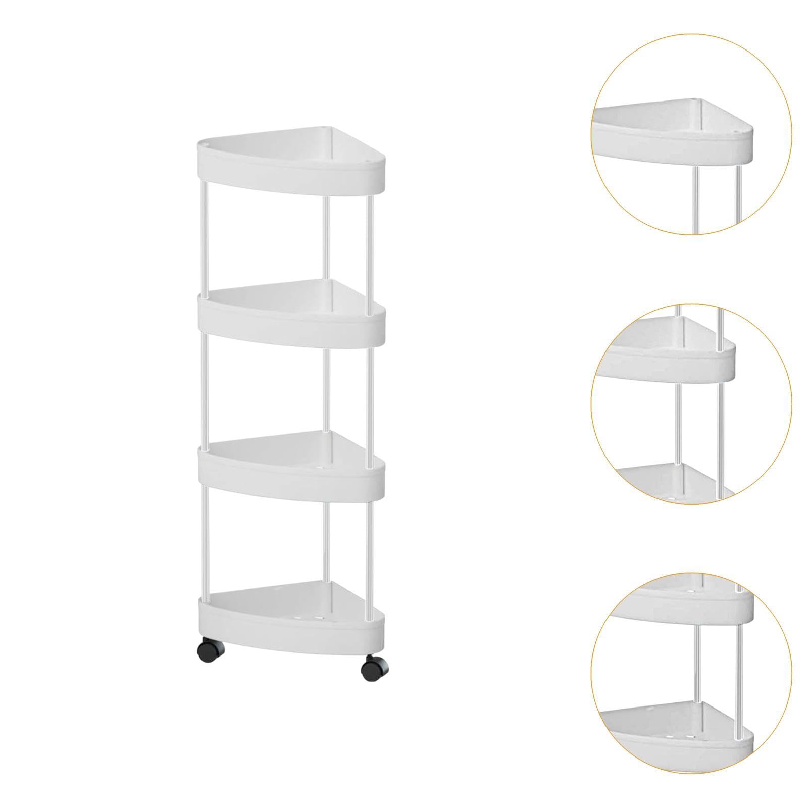 Estante de Esquina móvil con Ruedas para baño y Cocina, 4 Niveles Blancos, Individual