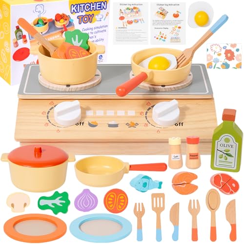 ZUSUZU Acessórios de Cozinha para Brincar, Brinquedos de Cozinha para Crianças, Utensílios de Cozinha para Brincar, Jogo de Panelas e Frigideiras, Frutas e Legumes para Brincar, Mini Cozinhas de