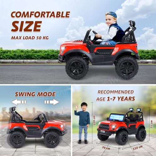 Image of Kawaii Kids 12V 4x4 Battery Operated Ride-On SUV for Kids with Parent Remote Control, Bluetooth, LED Lights, Corrosion-Resistant Paint, Big Size Electric Car for Boys & Girls Age 2-8 Years