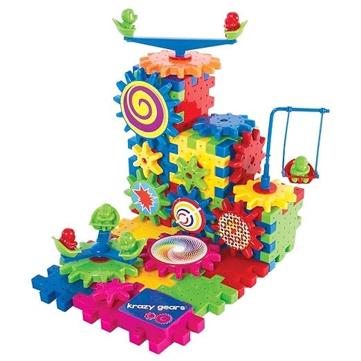 INTEGRITY STORE Interlocking Learning Blocks - Motorized Spinning Gears - 81 Piece Playground
