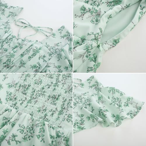 Image of Belle Poque Women's Vintage Square Neck Dress 2026 Summer Short Sleeve Layered Tiered Ruffle A-line Swing Midi Dress