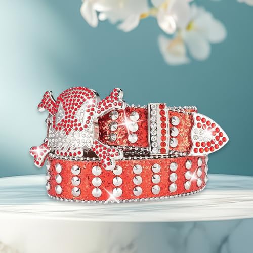 Blingbling Rhinestones Waist Belt Studded Skull Buckle Waist Costumes Rhinestones Heavy Duty For Jeans Pants4