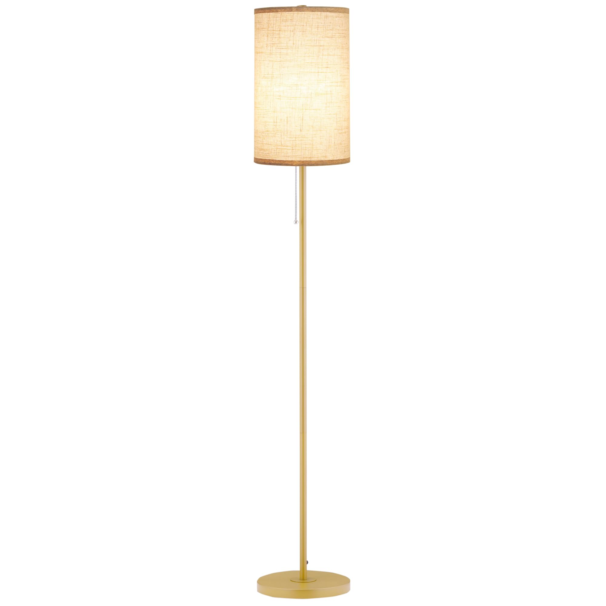 HOMCOM Lampadaire Design 40 W Max. Mât Acier 25,5x25,5x157 cm Doré et Beige