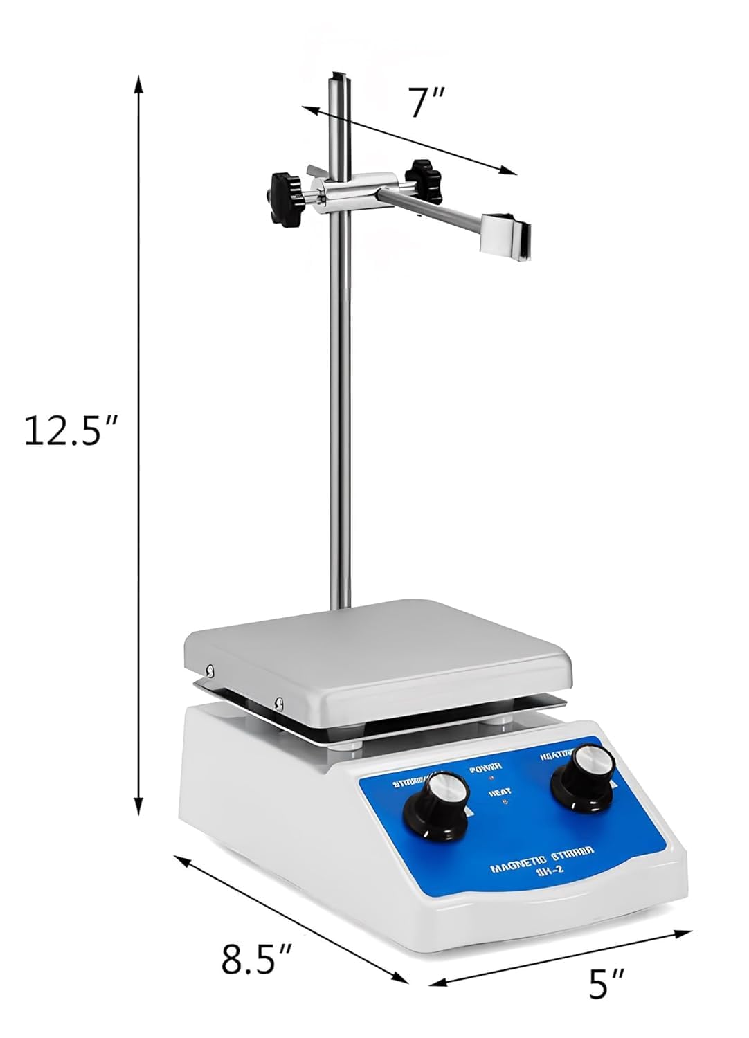 Agitadora Magnética Placa Caliente con Recuperador de Barra Agitadora, 100-2000RPM Agitador de Placa Caliente, Max.270℃ Agitador Magnético de Placa Calefactora, Max.2000ml Agitador Magnético
