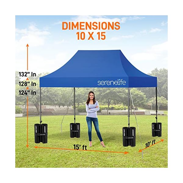 Serenelife pop up canopy tent 10×15 commercial instant shelter foldablecollapsible sun shade canopy pop up tent wwaterproof top portable carry bag sand bag serenelife slgz15bu navy blue  urban country home decor