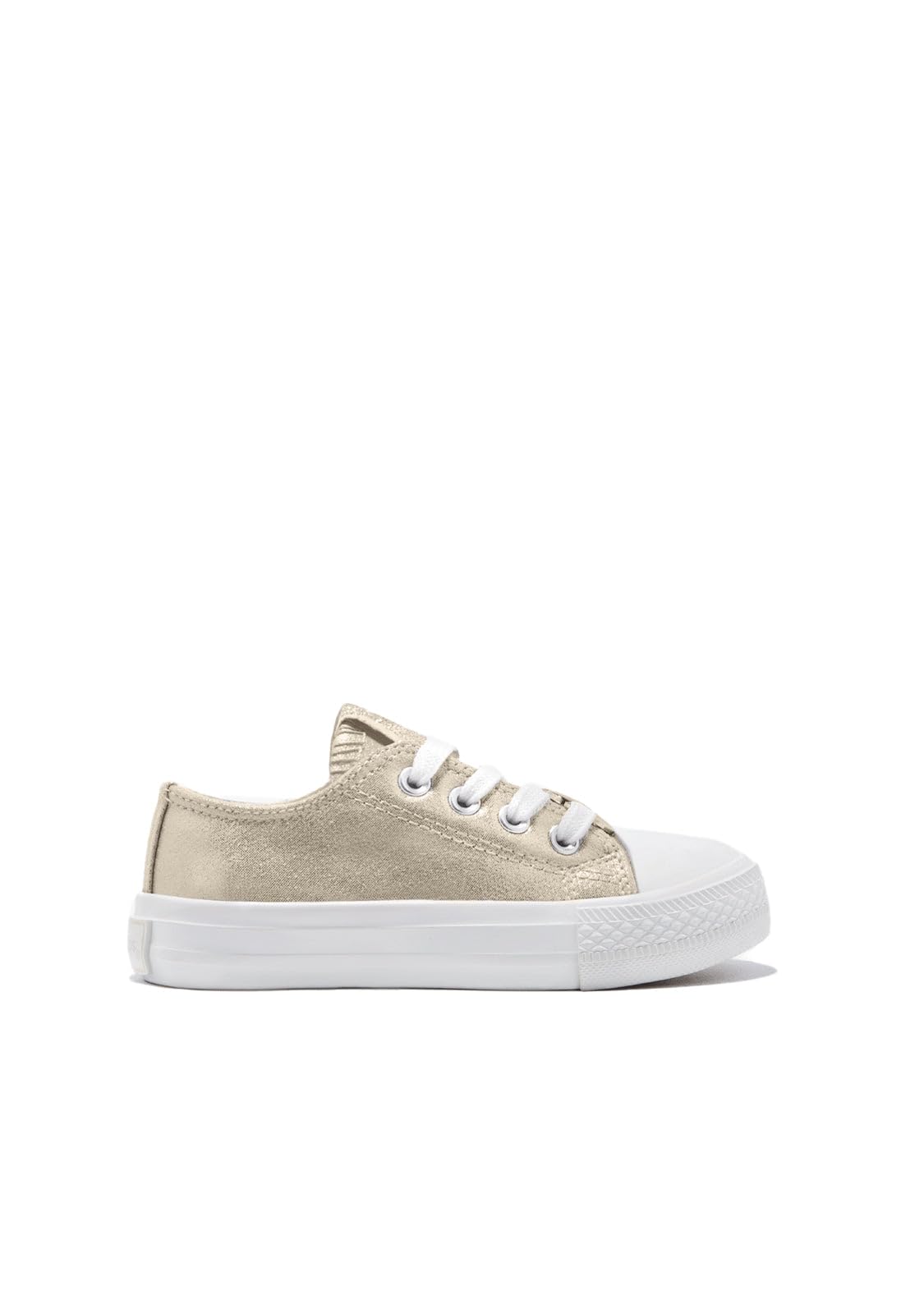 Conguitos Zapatillas Lona Corazón Dorado - Zapatillas Casual para niños cómodas (Dorado/Talla 32)