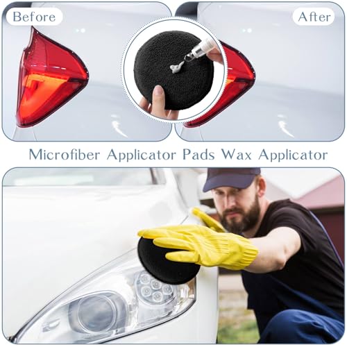 Image of Tanlade 50 Pcs Car Detailing Microfiber Applicator Pad Wax Applicator Wash Microfiber Pads, 5 Inch Diameter (Black)