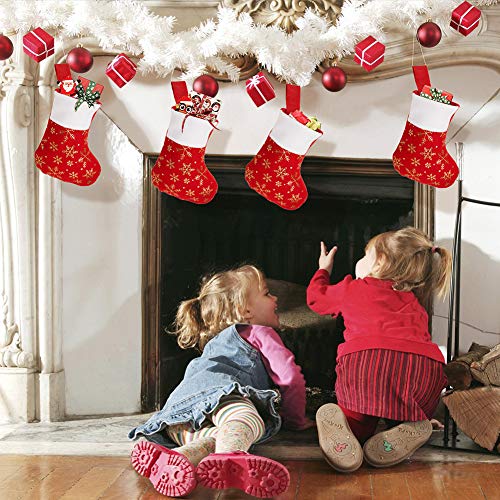 CCINEE Weihnachtsstrümpfe, Schneeflocken, rotes Flanell, Kunstfell, Weihnachtsstrümpfe für Heimdekoration, Kamin
