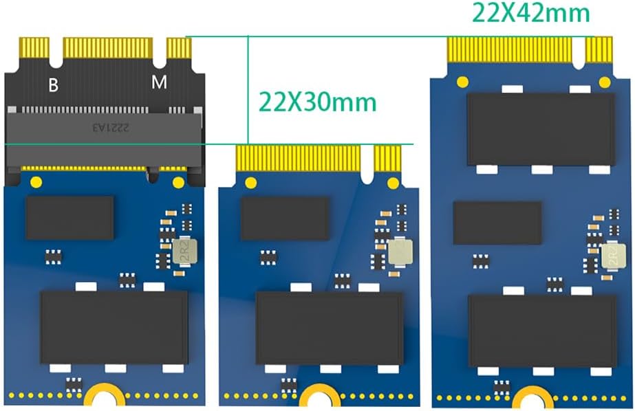 JMT M.2 NVME M-Key B+M 2230 to 2242 SATA-Bus SSD Extension Adapter Card Compatible with ThinkPad X270 X280 T470 T480 L480 T580 Serials (2230 to 2242)