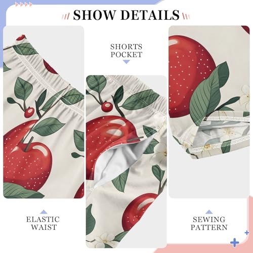 Pajama Pants Lounge Sleep PJ Bottoms Sleepwear Elastic Waist Drawstring XL Red Apple4