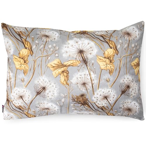 PinkZebra Taie d'oreiller 40 x 60 cm en 100 % coton, housse de coussin certifiée Öko-Tex Standard 100, housses avec fermeture éclair, pissenlit