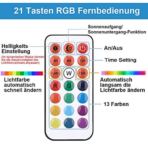 Lampe aquarium LED programmable 48cm avec télécommande et éclairage RGB 13 couleurs