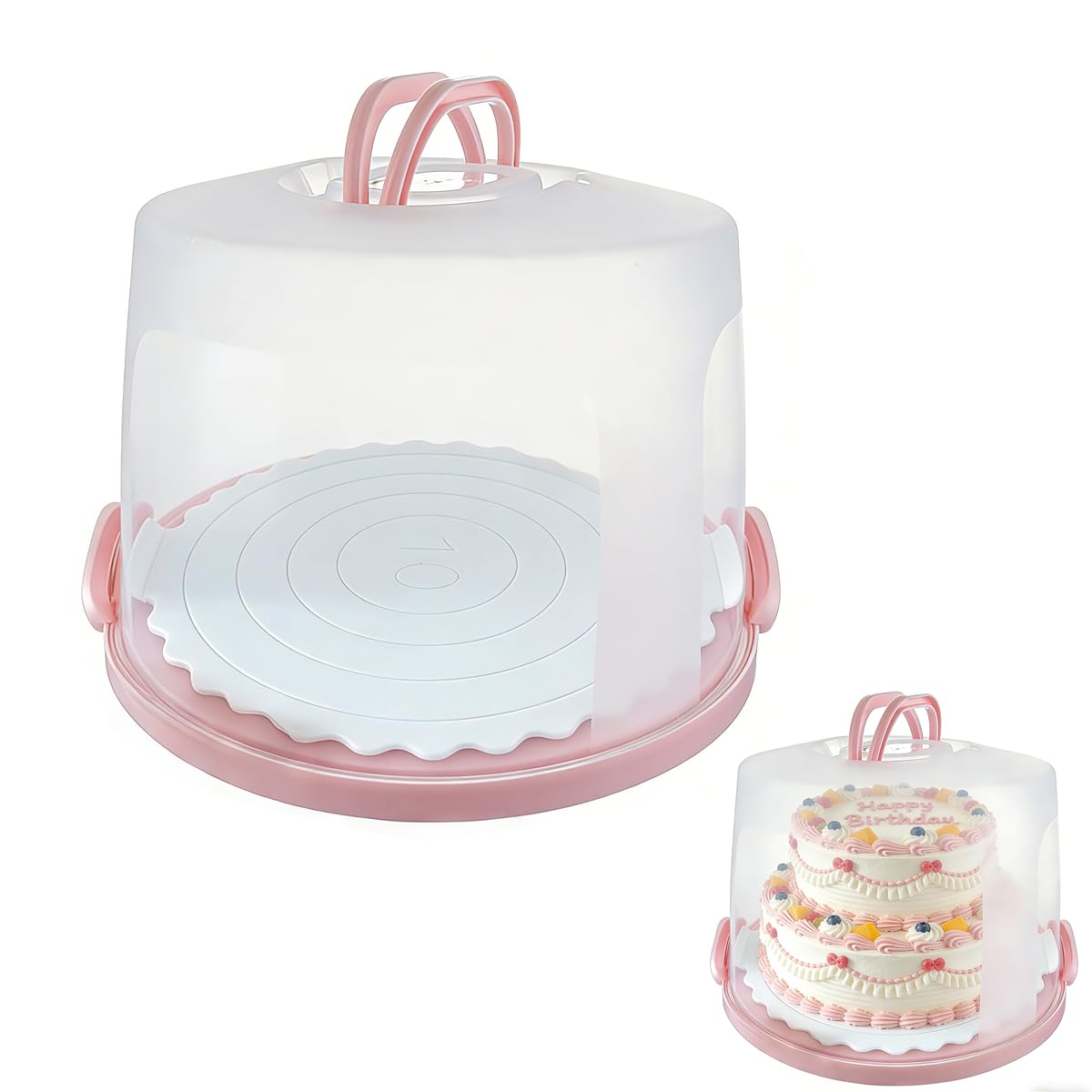 Ten Inch Plastic Cake Carrier,Portable Tall Cake Box With Cake Separators
