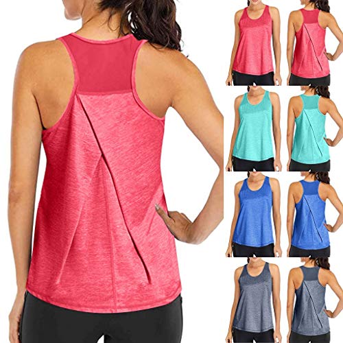 Workout Tops For Women Womens Workout Tops For Women Racerback Tank Tops Mesh Yoga Shirts Athletic Running Tank Tops Sleeveless Gym Clothes Womens Sleeveless Tops Navy #TOP6