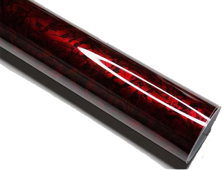 Miniatura 7 de ASENDIWAY Rollo de vinilo de fibra de carbono forjado rojo brillante para automóvil, cinta adhesiva estirable para liberación de aire, decoración de
