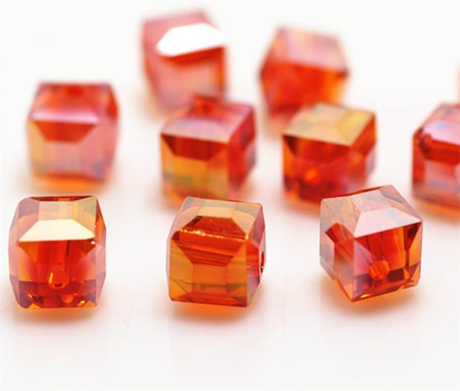 Miniatura 3 de 190 cuentas de vidrio en forma cuadrada facetadas de 0.315 pulgadas para hacer joyas, cuentas espaciadoras de cristal en forma cuadrada facetadas,