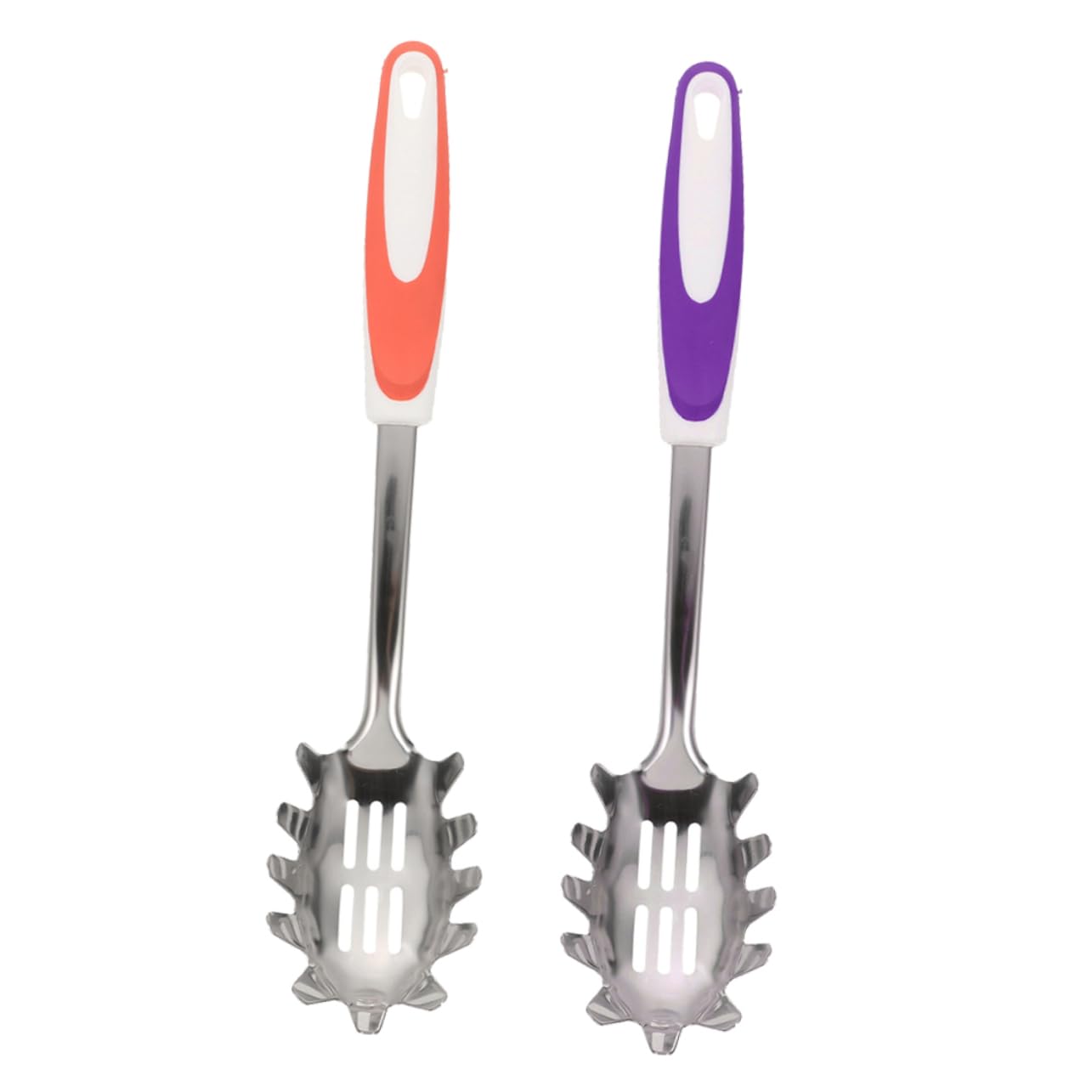 OUNONA 2pcs Non Slip Stainless Steel Spaghetti Server Forks Kitchen Utensils for Easy Noodle Serving and Straining and Lightweight and Colors