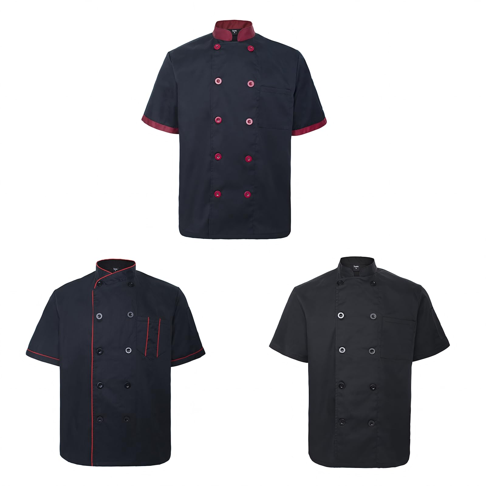 Top Tie Kurtka Unisex z krótkim rękawem dla szefa kuchni 3 Pack SET8-M