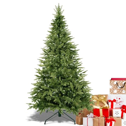 SPRINGOS Árbol de Navidad artificial de abeto natural, 150 cm, polietileno, incluye soporte
