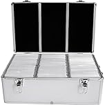 MediaRange Silver Aluminium 500 Disc Storage Case with Hanging Pockets, silver, Single