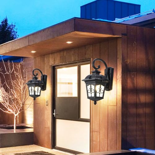 Ceiling Lamp,Farmhouse Black Outdoor Wall Sconce Light Fixture with Gooseneck Design, Antique Bronze Finish Waterproof Large Exterior Wall Mount Lamp for Porch, Patio, Garage, Entryway, Garden Rustic thumbnail 2
