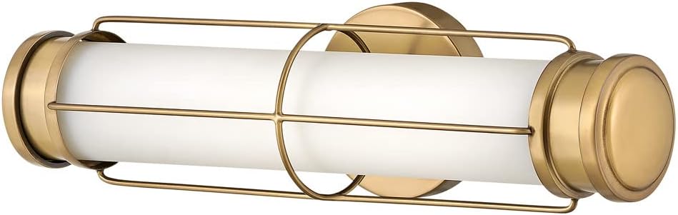 Hinkley Saylor Medium Bath Sconce, Integrated LED, Etched Opal Glass, Heritage Brass Finish
