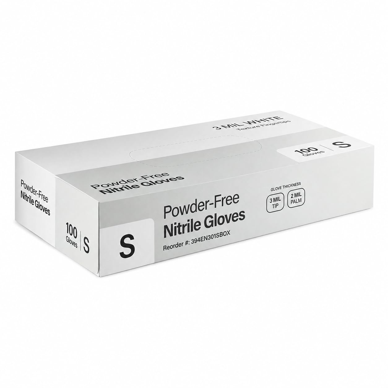 Nitrile Powder-Free Textured Gloves 3 Mil White Small by Glownary – Large, Vinyl, Blue, Pack of 1000, Model 394en301scase